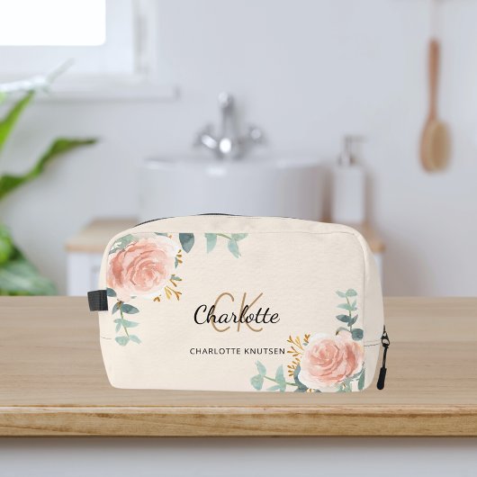 Trousse De Toilette Rose or fleurie nom de végétation monogramme