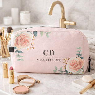 Trousse De Toilette Rose or rose rose fleurie nom de végétation monogr