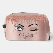 Trousse De Toilette Rose Pink Gold Eyelashes Dripping Glitter (Recto)