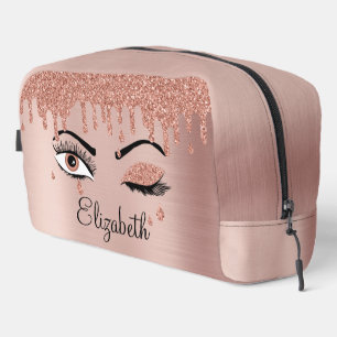 Trousse De Toilette Rose Pink Gold Eyelashes Dripping Glitter