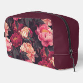Trousse De Toilette rose rouge fleurs vintages motif, monogramme (Coin droit)