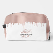 Trousse De Toilette Rose tendance métallisé avec gouttes de monogramme (Recto)