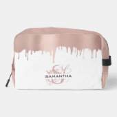 Trousse De Toilette Rose tendance métallisé avec gouttes de monogramme (Verso)