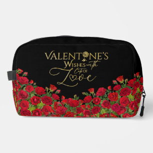 Trousse De Toilette Roses de calligraphie dorée minimaliste pour la Sa