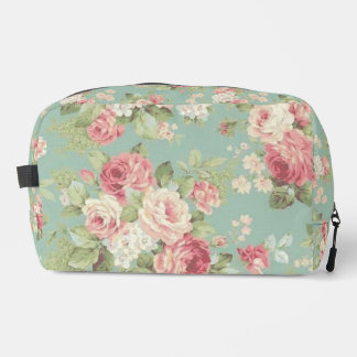 Trousse De Toilette Roses de chou rose sur arrière - plan aqua