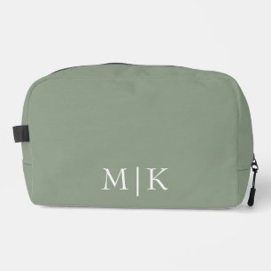 Trousse De Toilette Sage vert et blanc Monogramme moderne