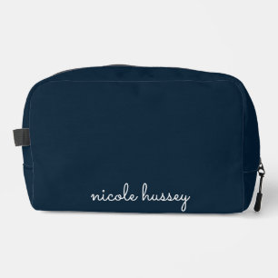 Trousse De Toilette Script bleu marine   Moderne Monogramme élégant