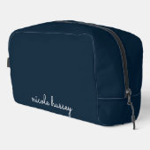 Trousse De Toilette Script bleu marine | Moderne Monogramme élégant (Coin droit)