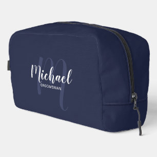 Trousse De Toilette Script moderne Personnalisé Groomsman Monogramme N