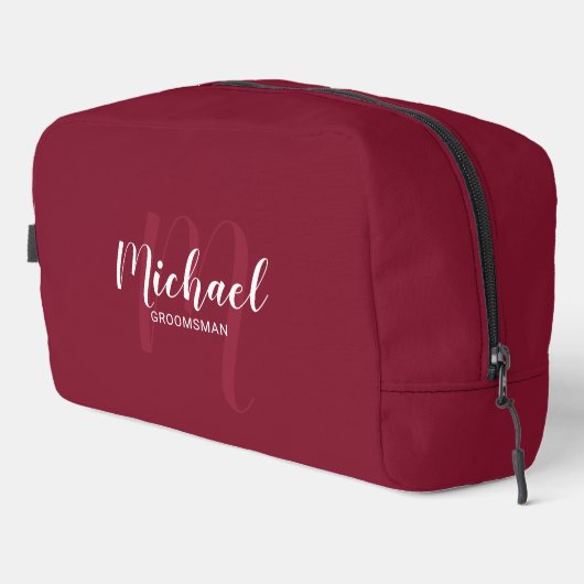 Trousse De Toilette Script moderne Personnalisé Groomsman Monogramme N (Coin droit)