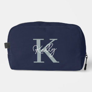 Trousse De Toilette Script Monogramme bleu marine moderne
