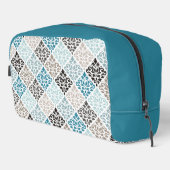 Trousse De Toilette Scroll Damask Rpt Motif Teals Browns White (Coin droit)