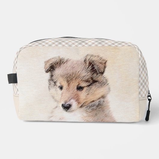 Trousse De Toilette Shetland Sheepdog Puppy Peinture Sheltie Chien Art (Recto)