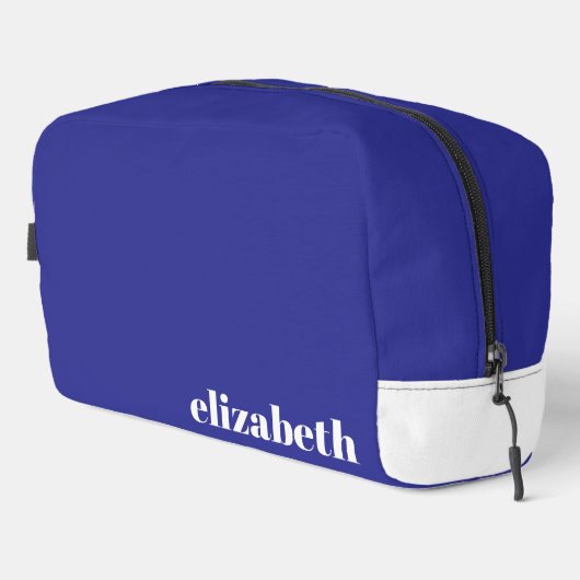 Trousse De Toilette Simple Bleu et Blanc avec Nom (Coin droit)