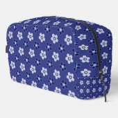 Trousse De Toilette simple floral solide bleu motif rétro petit flowe (Coin droit)