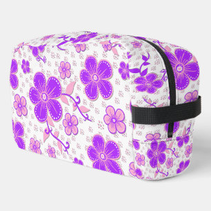 Trousse De Toilette Simple Impression Florale Aquarelle Violet et Rose