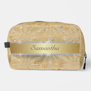 Trousse De Toilette Snowflake Or Avec Sparkle Diamond Nom Personnalisé