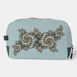 Trousse De Toilette Spirales d'art fractal bleu clair beige abstrait