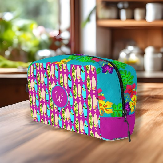 Trousse De Toilette Surf tropical et fleurs d'Hibiscus