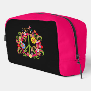 Trousse De Toilette SYMBOLE DE LA PAIX Florale EN NOIR