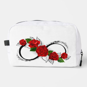 Trousse De Toilette Symbole d'infini avec les roses rouges