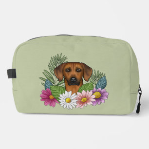 Trousse De Toilette Tête de chien Ridgeback de Rhodésie Fleurs sauvage