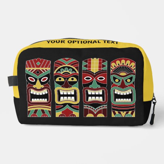 Trousse De Toilette Tiki Totems nom et texte personnalisés (Recto)