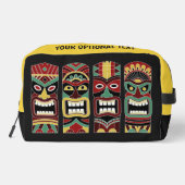 Trousse De Toilette Tiki Totems nom et texte personnalisés (Verso)