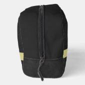 Trousse De Toilette Tissu en cuir noir Trim or Monogramme Nom (Droite)