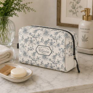 Trousse De Toilette Toile de Jouy botanique oiseaux campagne rustique