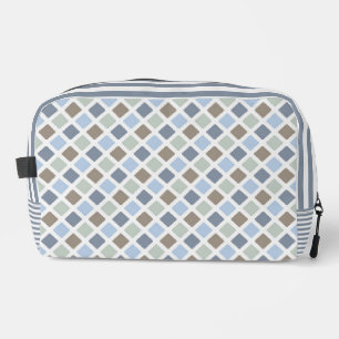 TROUSSE DE TOILETTE TONS BLEU VERT & GRAY PLAID MOTIF