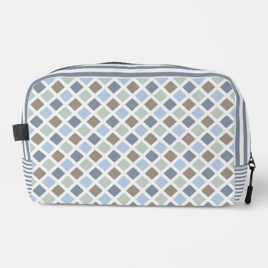 TROUSSE DE TOILETTE TONS BLEU VERT & GRAY PLAID MOTIF (Recto)