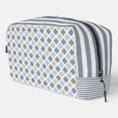 TROUSSE DE TOILETTE TONS BLEU VERT & GRAY PLAID MOTIF (Coin droit)