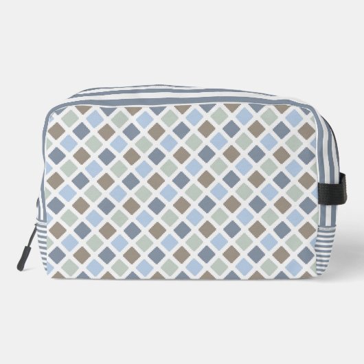 TROUSSE DE TOILETTE TONS BLEU VERT & GRAY PLAID MOTIF (Verso)