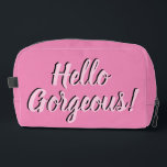 Trousse De Toilette Trendy Hello Gorgeous Girly Pink<br><div class="desc">Typographie tendance sur sac de toilette rose.</div>