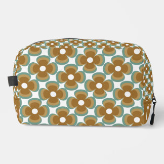 Trousse De Toilette Trendy Teal Caramel Retro Groovy Flowers Seamless