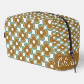 Trousse De Toilette Trendy Teal Caramel Retro Groovy Flowers Seamless (Coin droit)