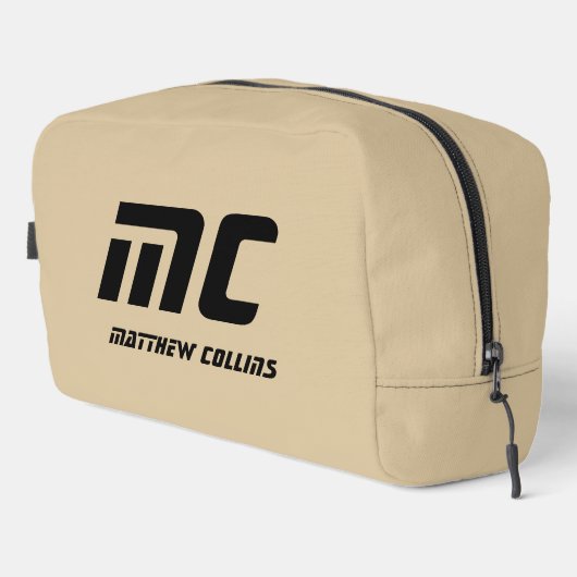 Trousse De Toilette Typographie Noire moderne Cool Beige Simple Mari (Coin droit)