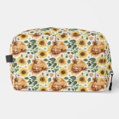 Trousse De Toilette Vaches Highland et fleurs de tournesol jaune (Recto)