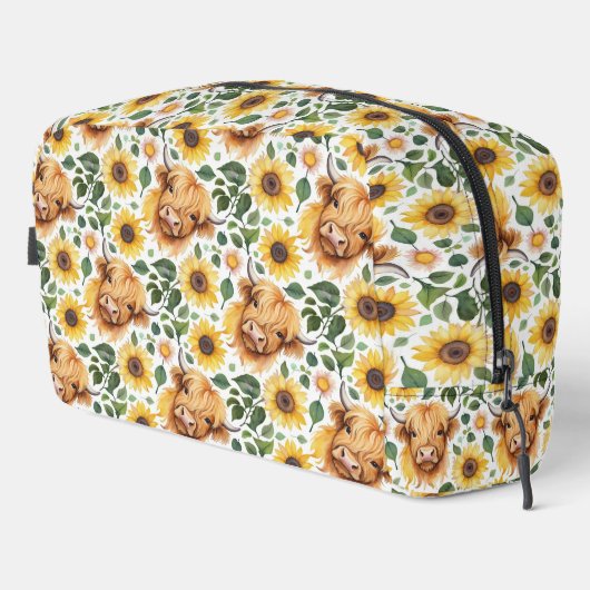 Trousse De Toilette Vaches Highland et fleurs de tournesol jaune (Coin droit)