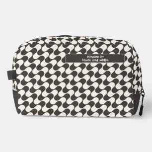 Trousse De Toilette Vagues Abstraites Noir et Blanc avec Texte