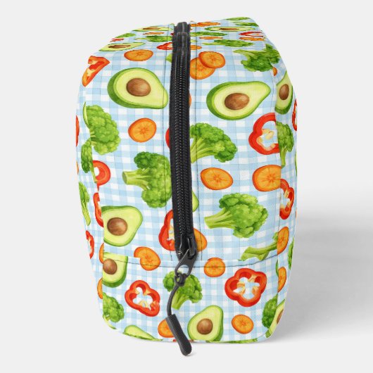 Trousse De Toilette Vegetable Pattern on Blue Gingham (Droite)