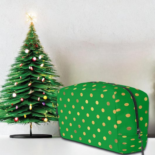 Trousse De Toilette Vert avec points de Parties scintillant or