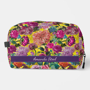 Trousse De Toilette Vintage coloré jaune Floral monogrammed