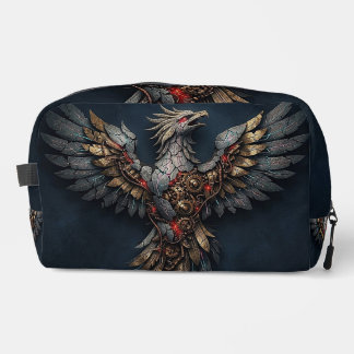 Trousse De Toilette Vintage Cyber-Phoenix:Aged Gold & Neon Mythic Bird
