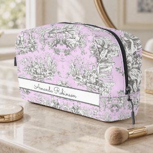 Trousse De Toilette Vintage floral lacustre rose toile de jouy monogra