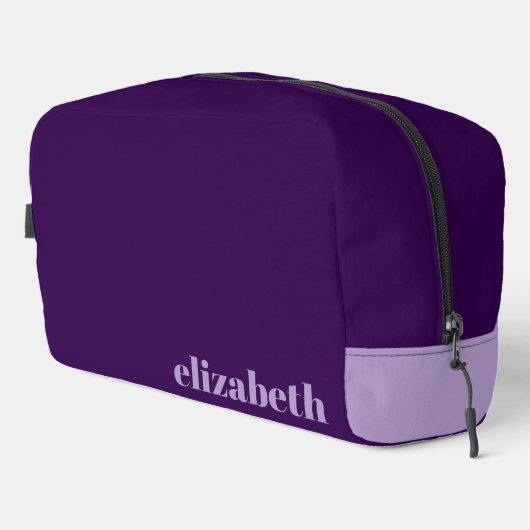 Trousse De Toilette Violet foncé avec nom violet pâle (Coin droit)