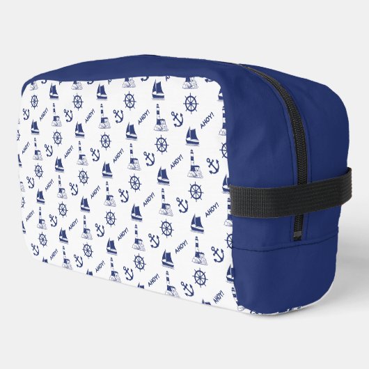 Trousse De Toilette Voile Illustrant Sml Ptn Navy Bleu+Blanc (Coin gauche)