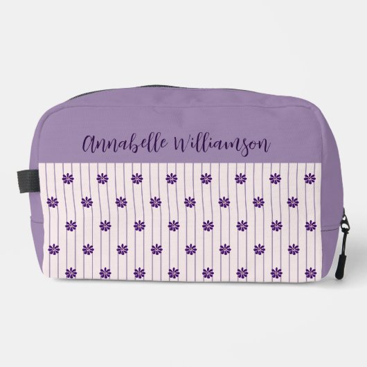 Trousse De Toilette Votre nom Violet & Broussets Violet Fleurs pourpre (Recto)