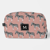 Zebra Exotic Animal Motif Blush Pink Monogramme